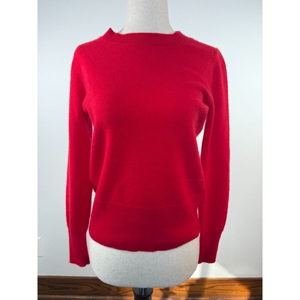 J.Crew Red XS Cashmere Crewneck Sweater Classic Fit Lightweight & Soft